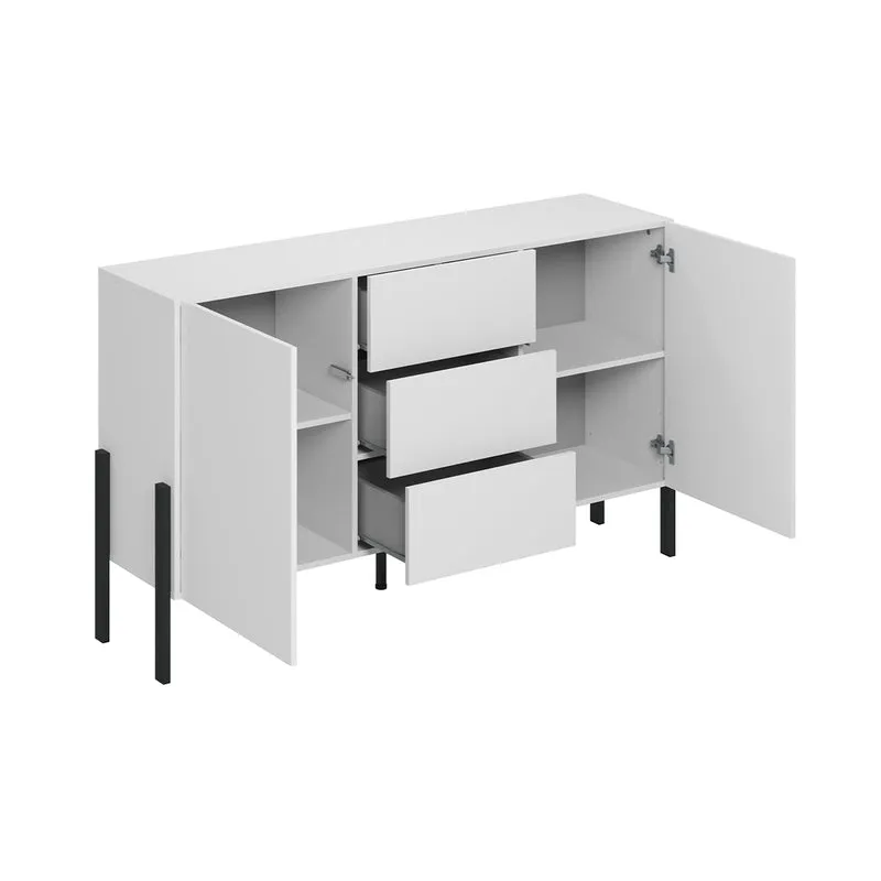 Buffet 2 portes 3 tiroirs Bérénice Blanc
