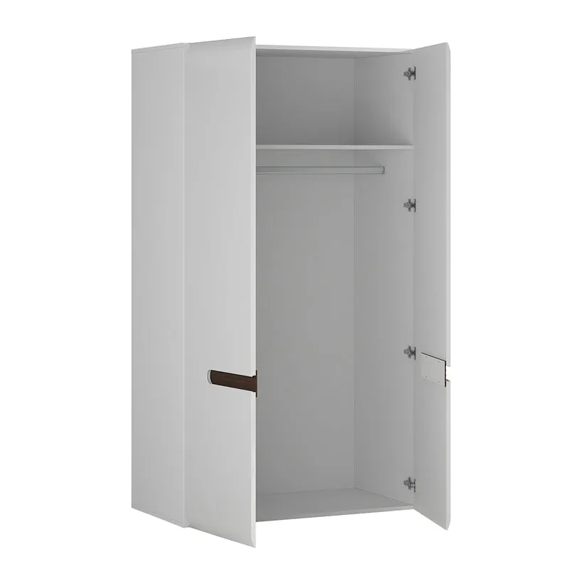 Armoire 2 portes Darrel Blanc laqué et Bois