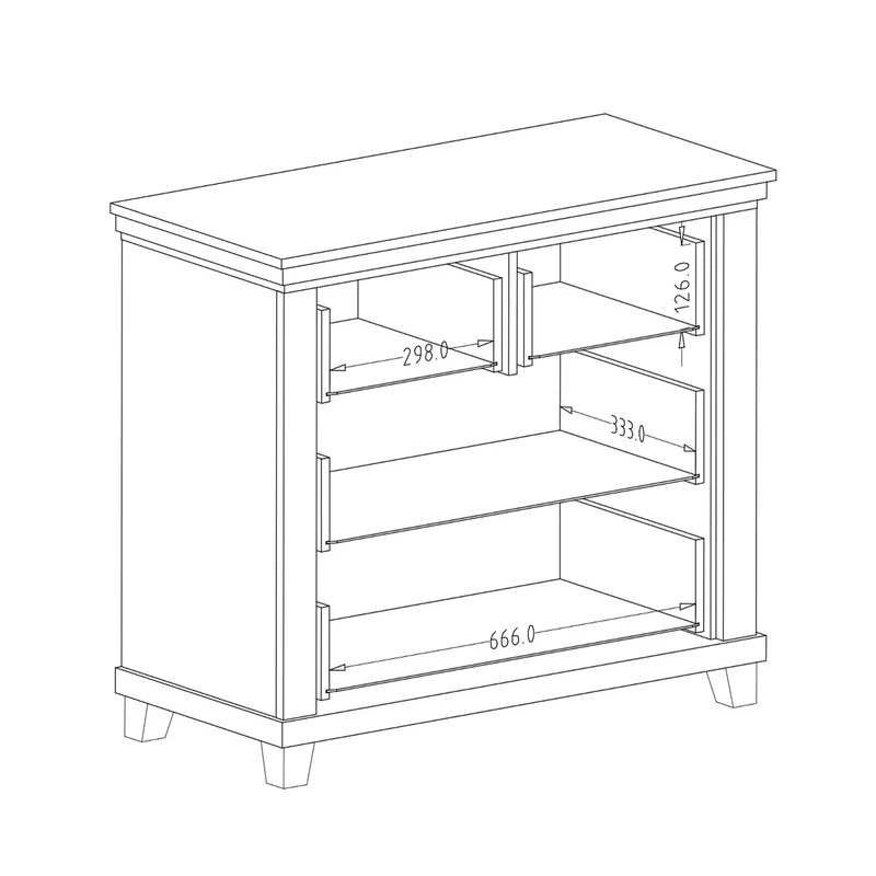 Commode 4 tiroirs Martin Vert et Bois