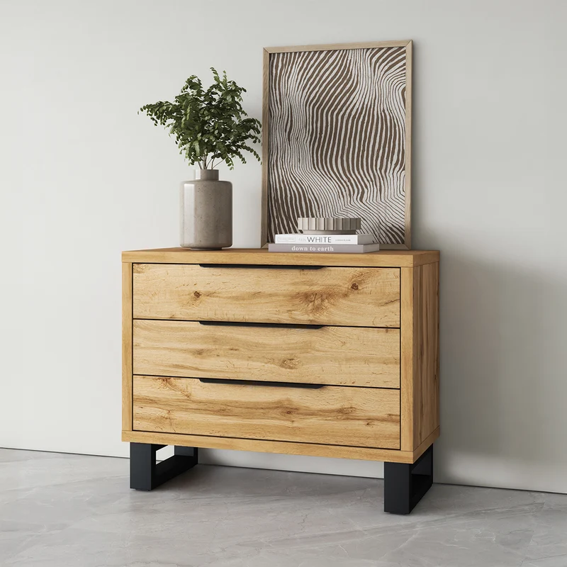 Commode 3 tiroirs Eden Bois et Noir