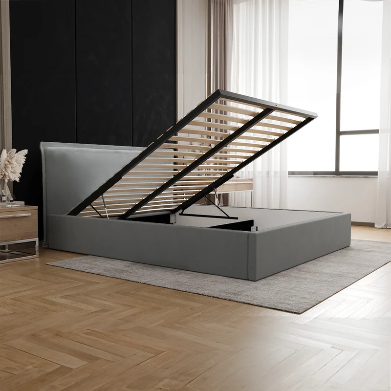Lit coffre 160x200 sommier inclus Velis Gris