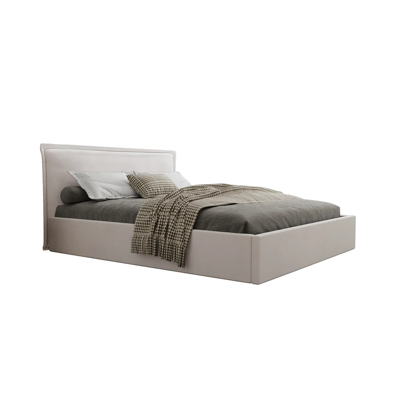 Lit coffre 160x200 sommier inclus Velis Blanc cassé
