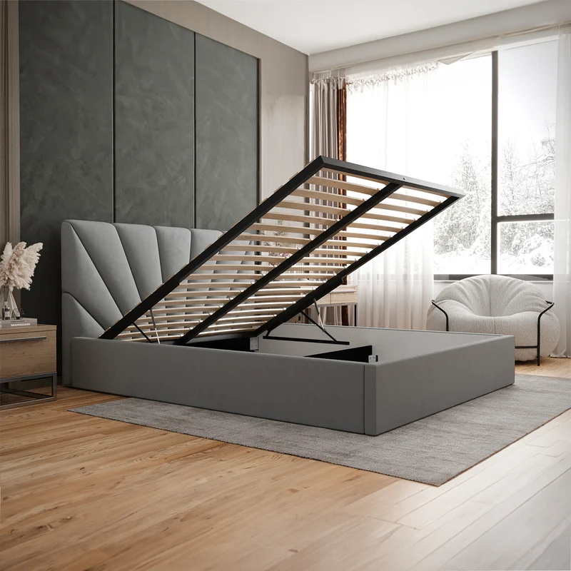Lit coffre 160x200 sommier inclus Ysee Gris