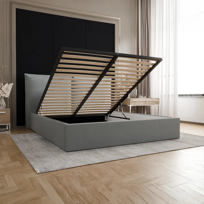 Lit coffre 160x200 sommier inclus Sandro Gris