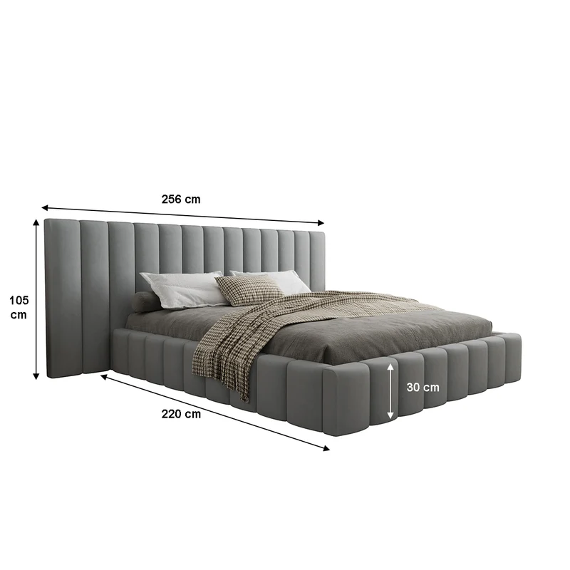 Lit coffre 160x200 sommier inclus Kira Gris
