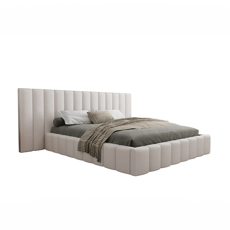 Lit coffre 160x200 sommier inclus Kira Blanc cassé