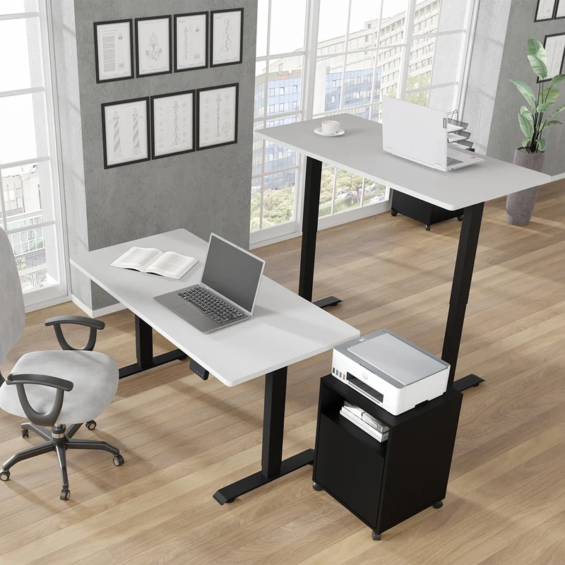 Bureau électrique 140 cm Ergo Blanc et Noir