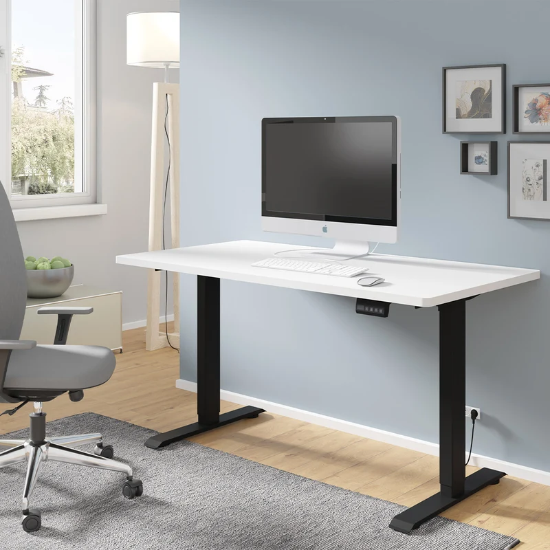 Bureau électrique 140 cm Ergo Blanc et Noir