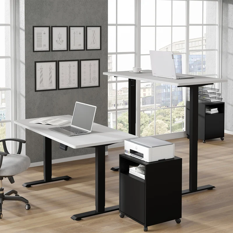 Bureau électrique 140 cm Ergo Blanc et Noir