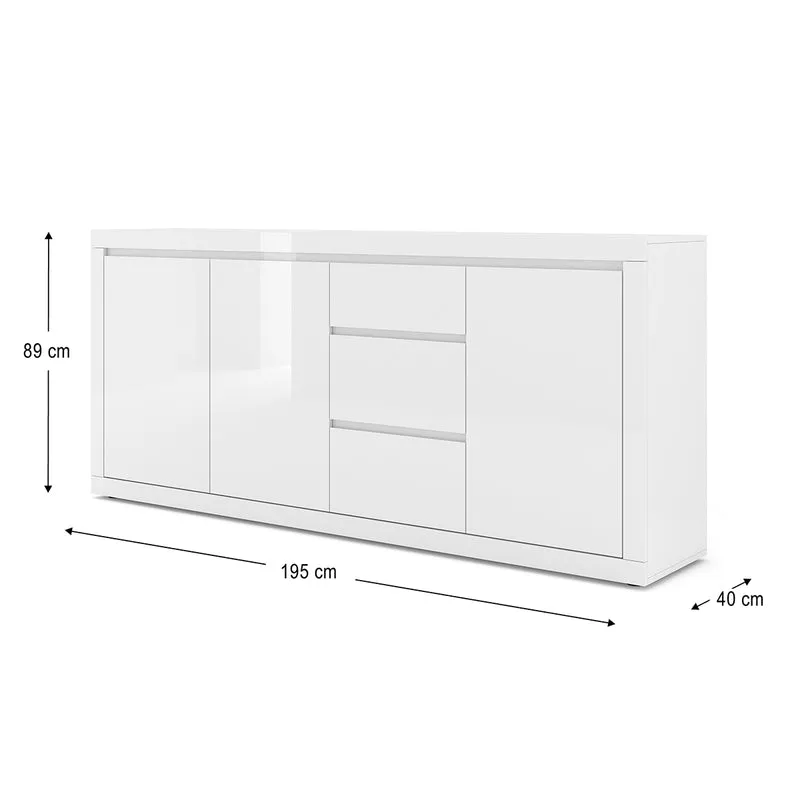 Buffet 3 portes 3 tiroirs Olia Blanc