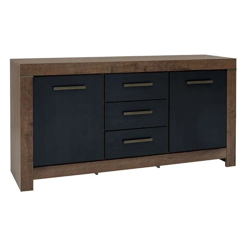 Buffet 2 portes 3 tiroirs Adam Bois et Noir