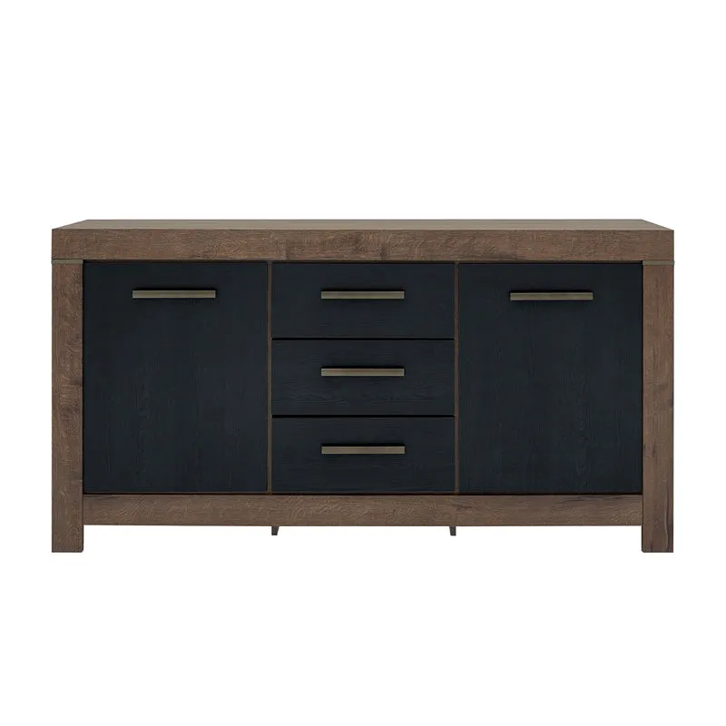 Buffet 2 portes 3 tiroirs Adam Bois et Noir