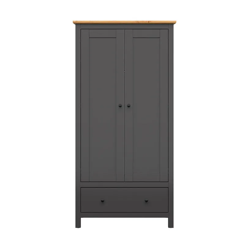 Armoire 2 portes 1 tiroir Duck Gris anthracite et Bois