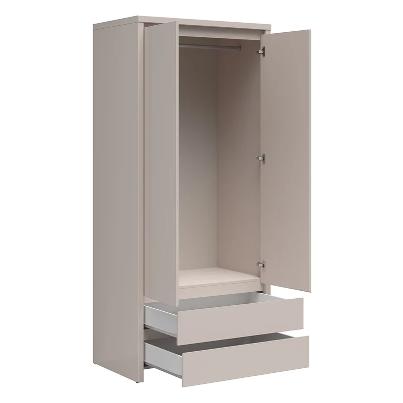 Armoire 2 portes 2 tiroirs Soren Cachemire