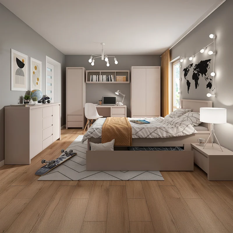 Armoire 2 portes 2 tiroirs Soren Cachemire