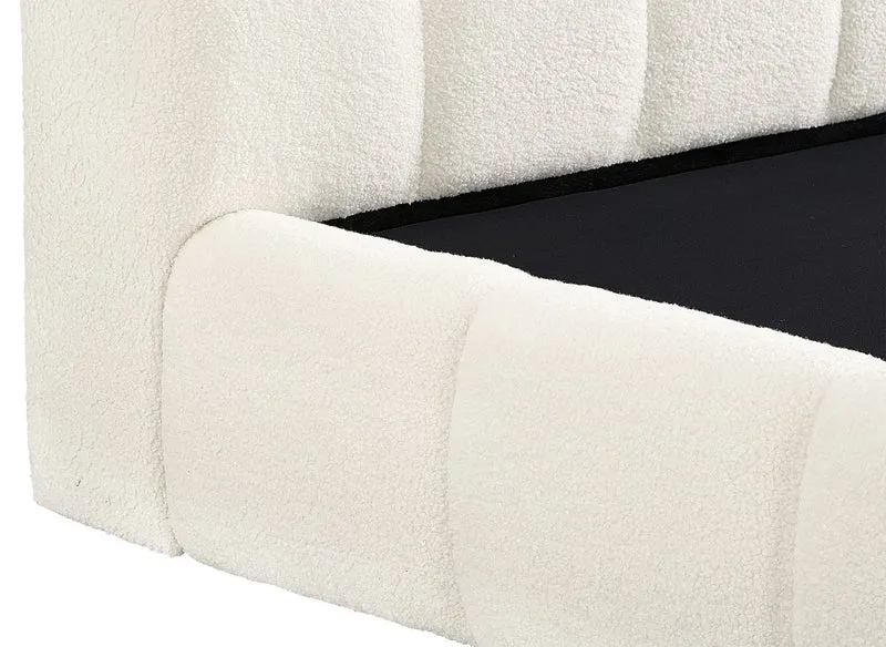 Lit coffre en tissu bouclette écru 180x200 cm GEORGINA