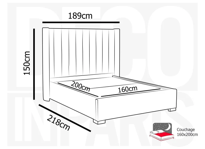 Lit coffre en velours beige 160x200 cm ALENA