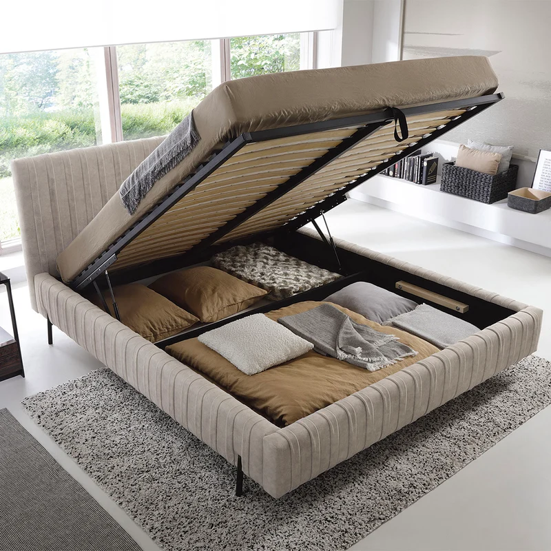 Lit coffre 180x200 sommier inclus Ori Beige