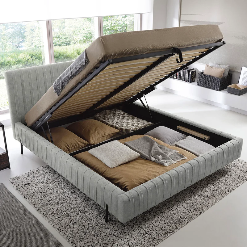 Lit coffre 160x200 sommier inclus Ori Gris