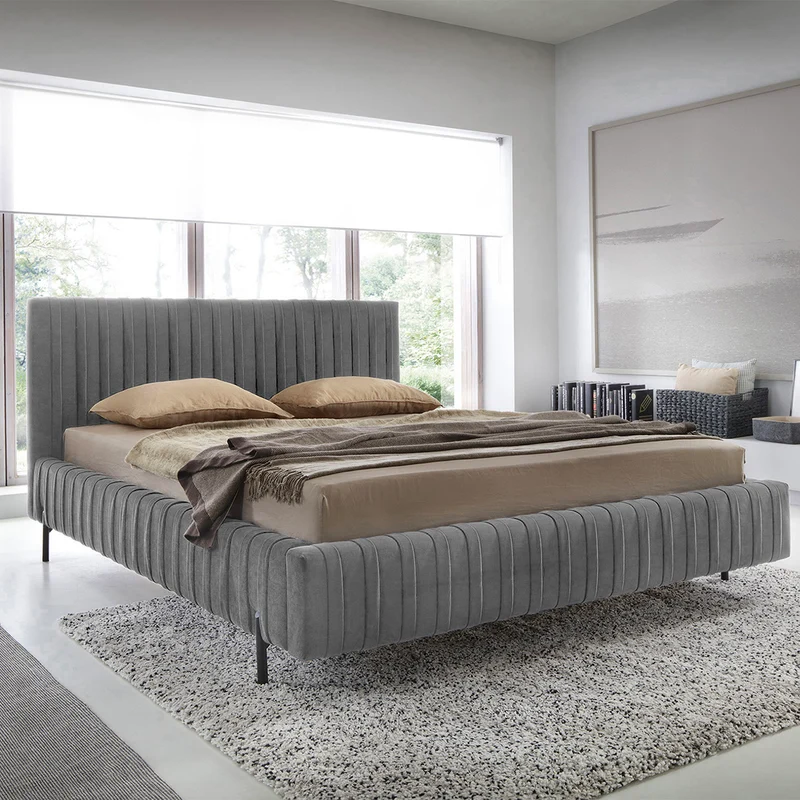 Lit coffre 160x200 sommier inclus Ori Gris foncé
