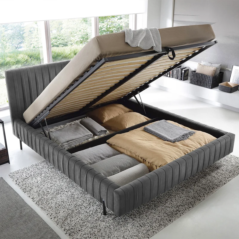 Lit coffre 160x200 sommier inclus Ori Gris foncé