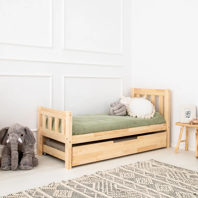 Lit 90x190 sommier et tiroir inclus Adeline Bois