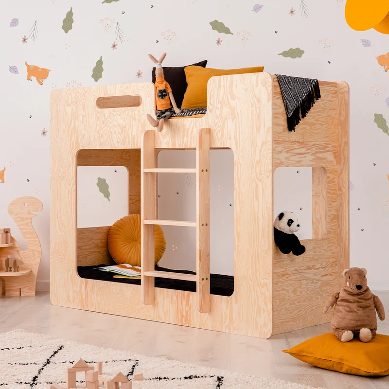 Lit superposé 90x200 échelle à droite sommier inclus Mélissa Bois