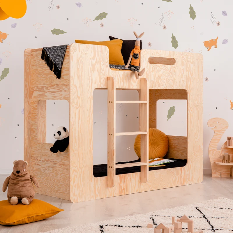 Lit superposé 90x190 échelle à gauche sommier inclus Mélissa Bois