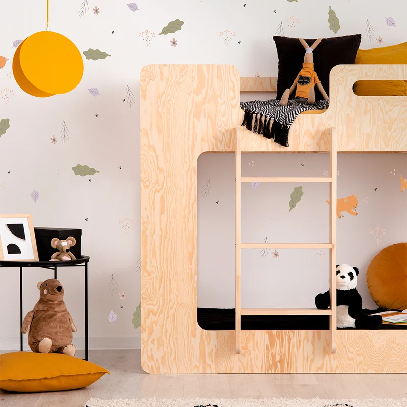 Lit superposé 90x190 échelle à gauche sommier inclus Mélissa Bois
