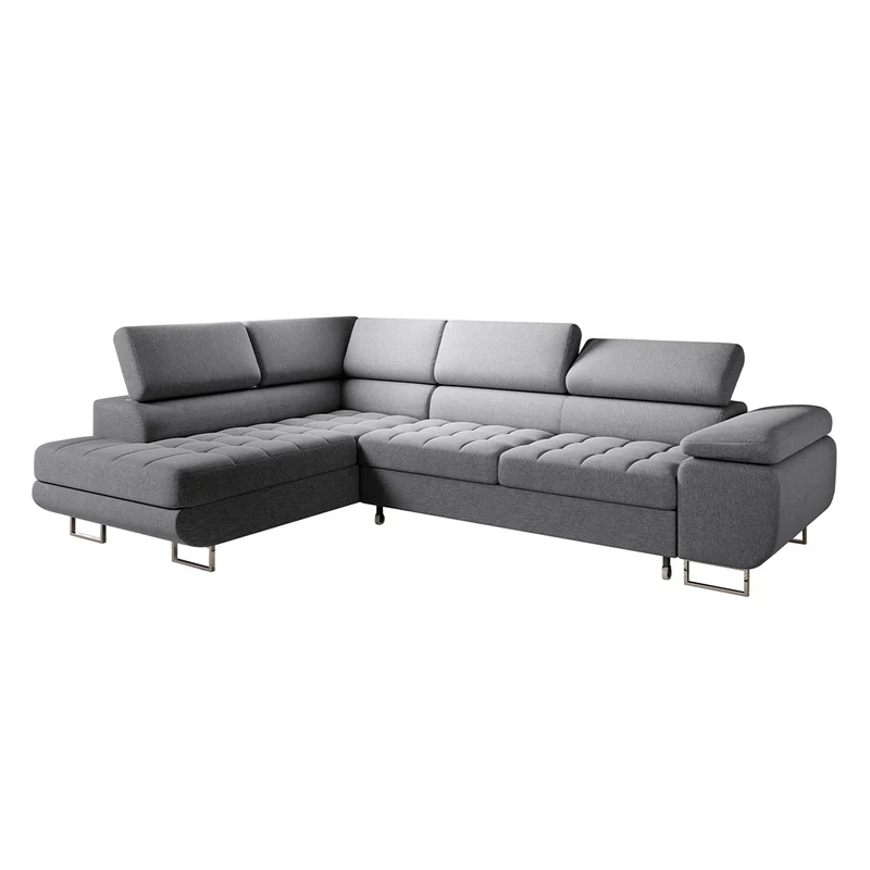 Canapé d'angle convertible gauche 4 places Eden Gris anthracite