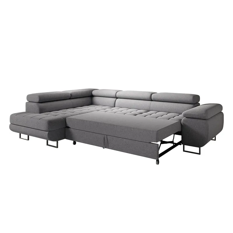 Canapé d'angle convertible gauche 4 places Eden Gris anthracite