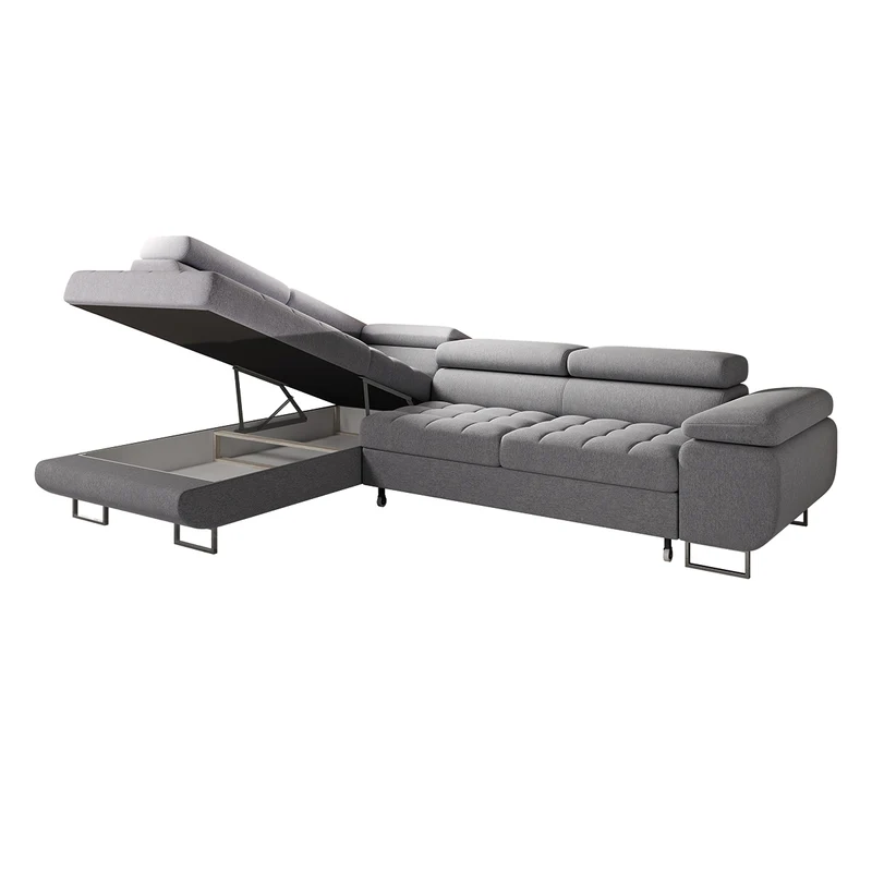 Canapé d'angle convertible gauche 4 places Eden Gris anthracite