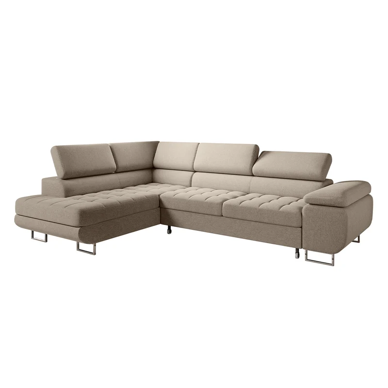 Canapé d'angle convertible gauche 4 places Eden Taupe