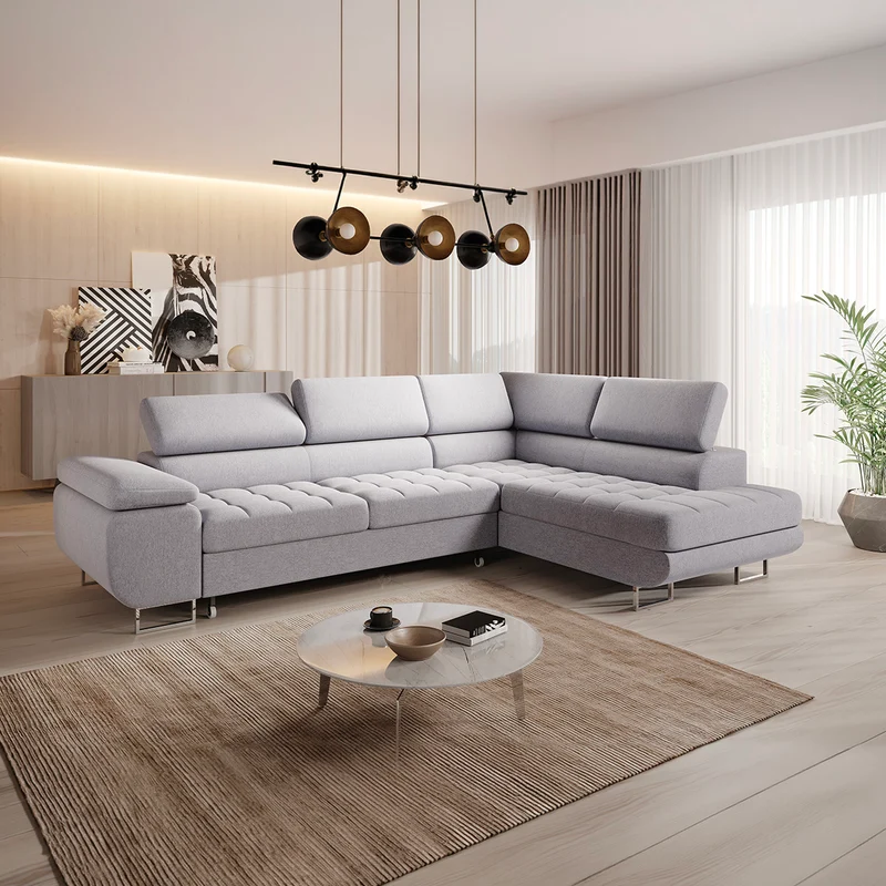 Canapé d'angle convertible droite 4 places Eden Gris