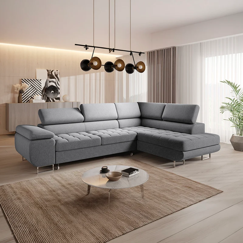 Canapé d'angle convertible droite 4 places Eden Gris anthracite