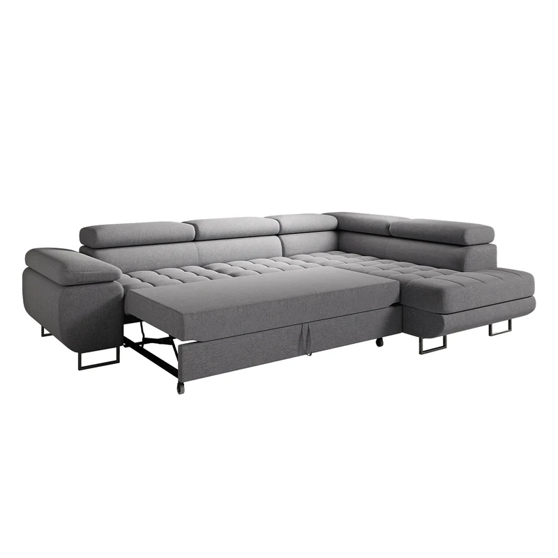 Canapé d'angle convertible droite 4 places Eden Gris anthracite