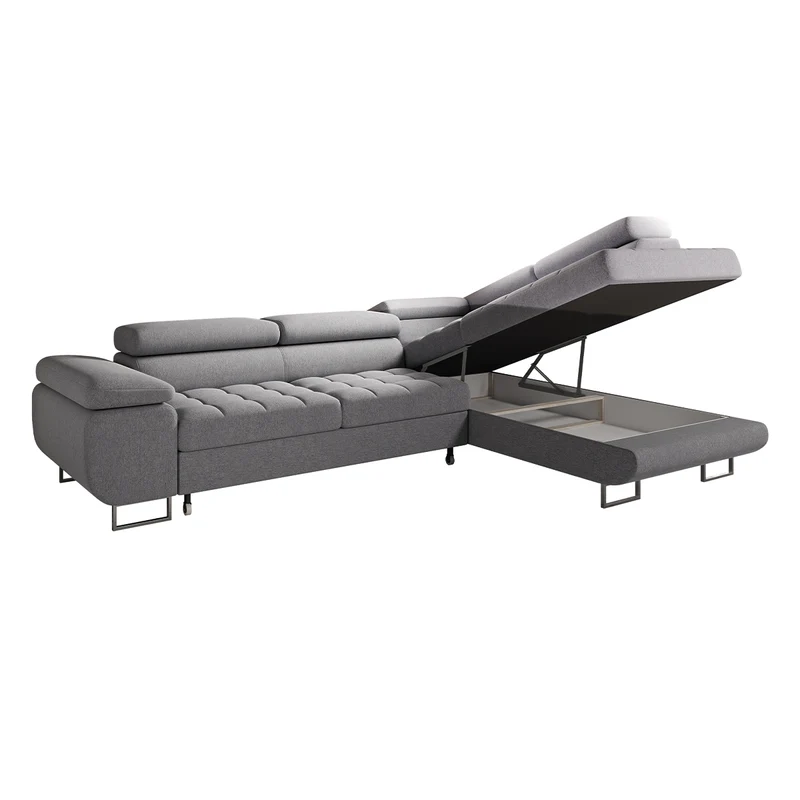 Canapé d'angle convertible droite 4 places Eden Gris anthracite