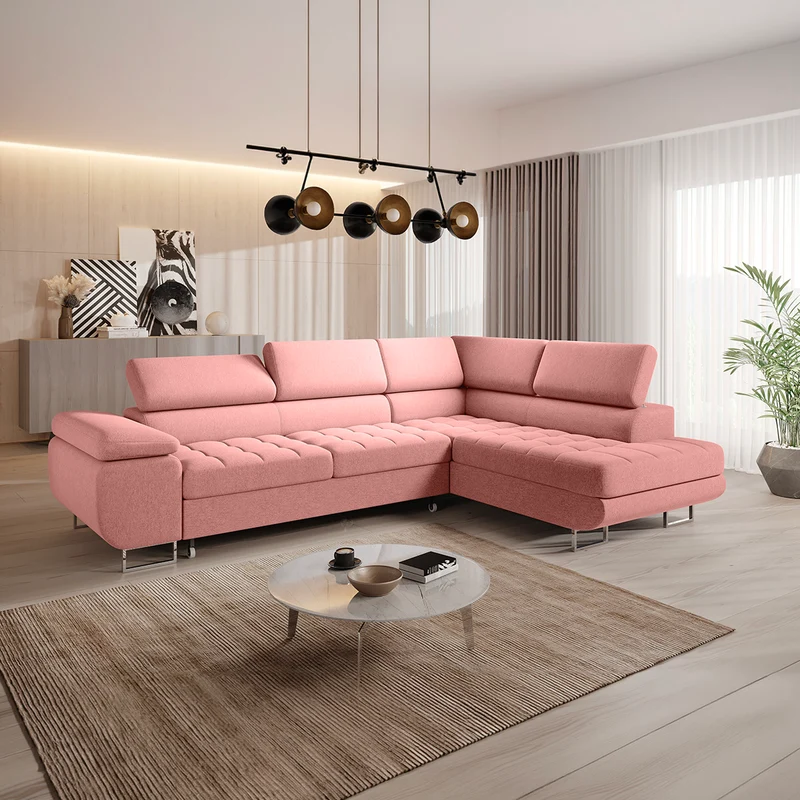 Canapé d'angle convertible droite 4 places Eden Rose
