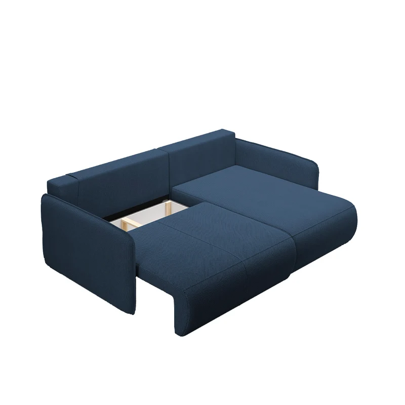 Canapé d'angle réversible et convertible 3 places avec coffre Claudio Bleu foncé