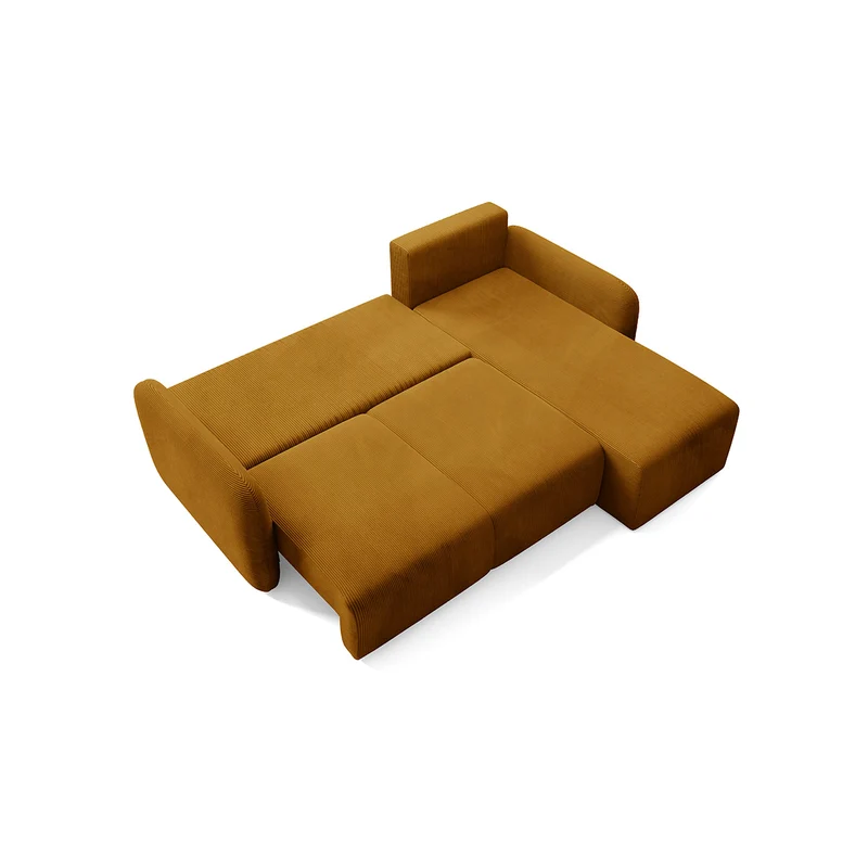 Canapé d'angle réversible et convertible 3 places avec coffre Dora Marron