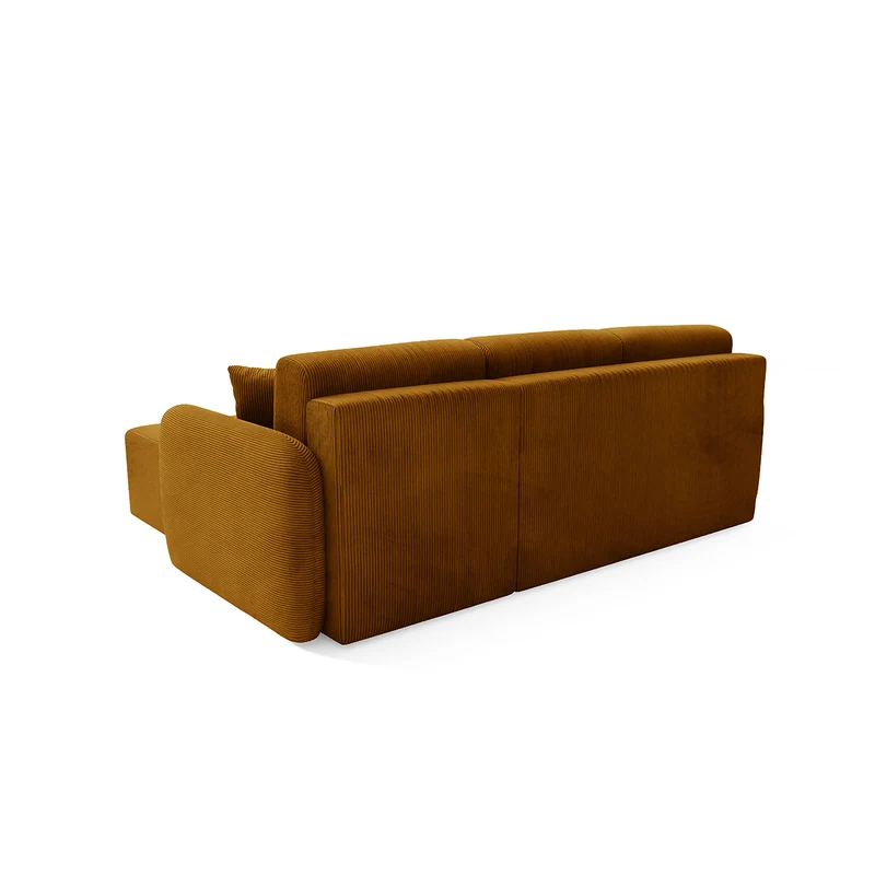 Canapé d'angle réversible et convertible 3 places avec coffre Dora Marron