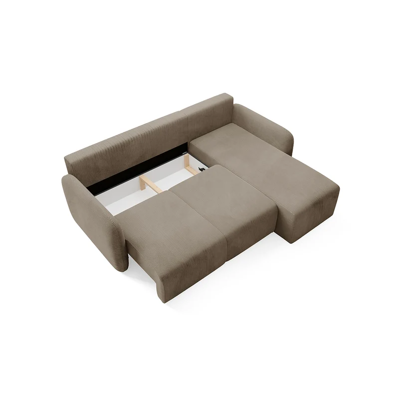 Canapé d'angle réversible et convertible 3 places avec coffre Dora Taupe