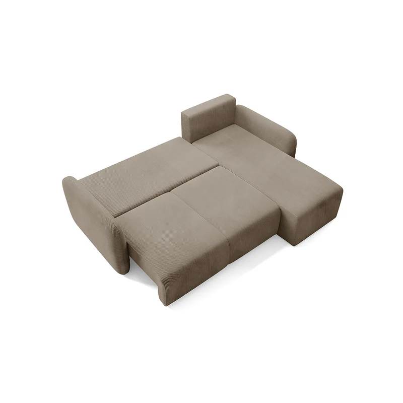 Canapé d'angle réversible et convertible 3 places avec coffre Dora Taupe