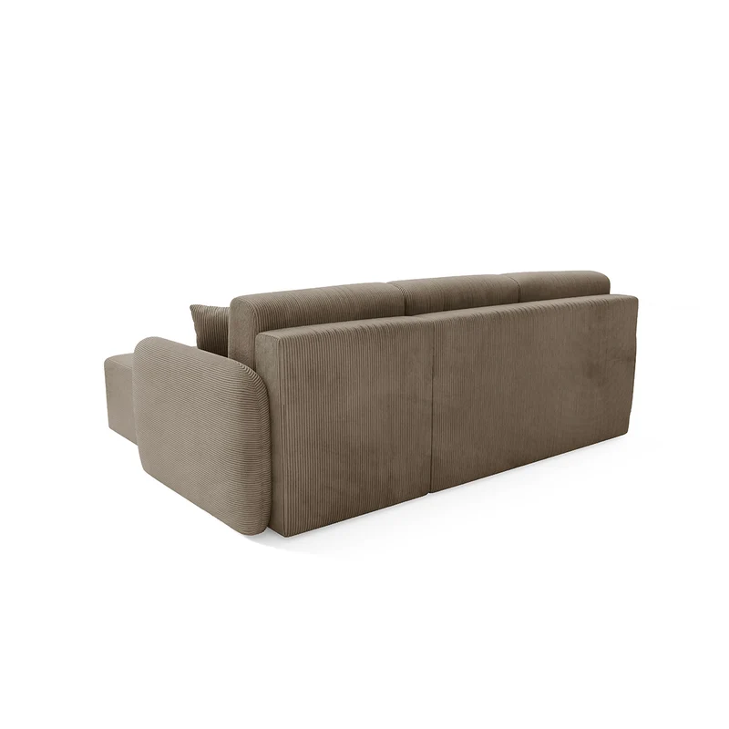 Canapé d'angle réversible et convertible 3 places avec coffre Dora Taupe
