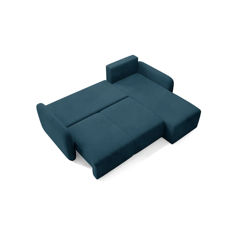 Canapé d'angle réversible et convertible 3 places avec coffre Dora Bleu foncé