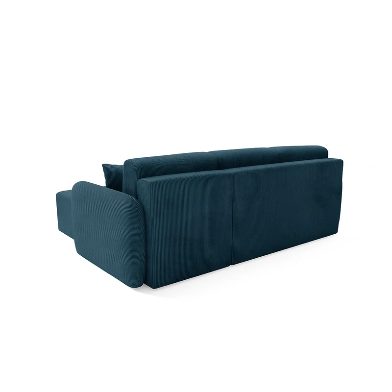 Canapé d'angle réversible et convertible 3 places avec coffre Dora Bleu foncé