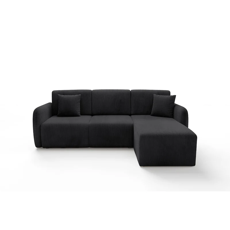 Canapé d'angle réversible et convertible 3 places avec coffre Dora Noir