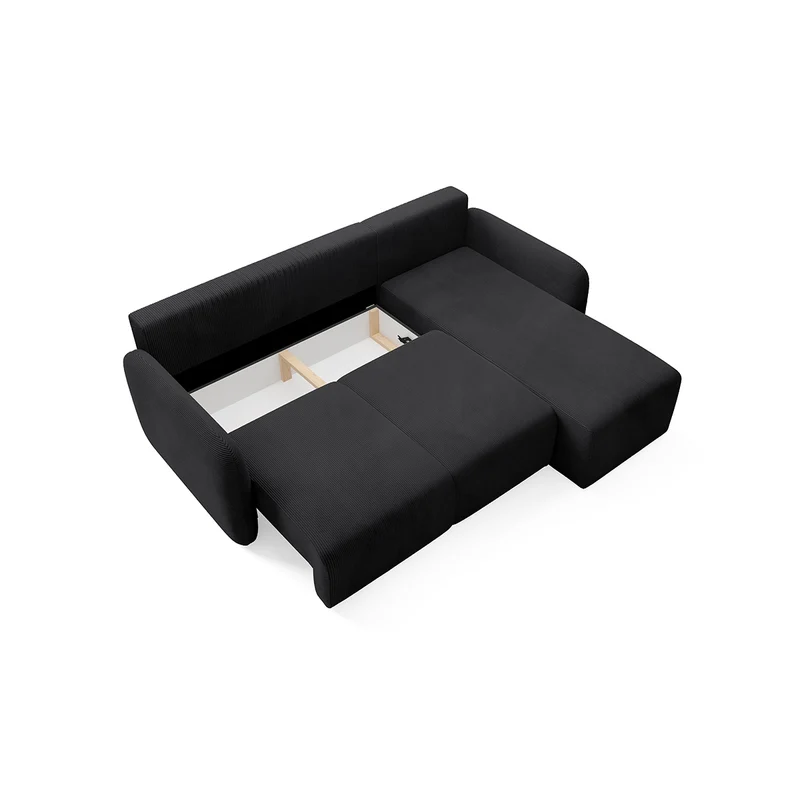 Canapé d'angle réversible et convertible 3 places avec coffre Dora Noir