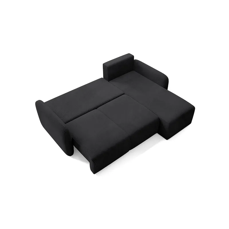 Canapé d'angle réversible et convertible 3 places avec coffre Dora Noir