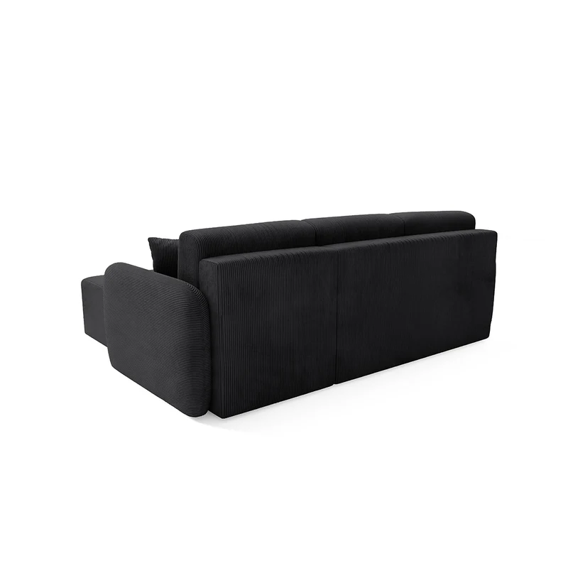 Canapé d'angle réversible et convertible 3 places avec coffre Dora Noir